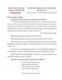 Đề thi thử ĐH lần 3 v&agrave; đ&aacute;p &aacute;n m&ocirc;n Ngữ Văn Trường THPT Y&ecirc;n Thế tỉnh Bắc Giang năm 2015