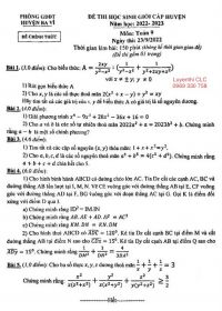 Đề thi chọn HSG môn Toán lớp 9 huyện Ba Vì, Hà Nội năm 2022