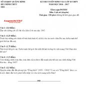 Đề thi tuyển sinh vào lớp 10 THPT môn Lịch Sử năm 2016 Quảng Bình