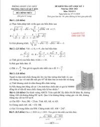 Đề kiểm tra giữa học kì I môn Toán 9 Trường THCS Lê Qúy Đôn, Cầu Giấy, Hà Nội năm 2020