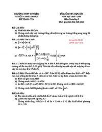 Đề kiểm tra học kì I môn Toán lớp 7 Trường THPT CHUYÊN Amsterdam năm 2005