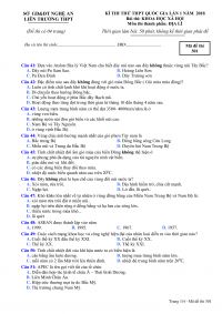Đề thi thử THPT Quốc Gia v&agrave; đ&aacute;p &aacute;n m&ocirc;n Địa L&yacute; tỉnh Nghệ An năm 2018