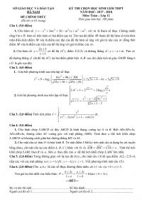 Đề thi chọn HSG và đáp án môn Toán lớp 12 tỉnh Hà Nam năm 2018