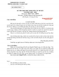 Đề thi chọn HSG m&ocirc;n Ngữ Văn lớp 9 huyện Văn B&agrave;n, tỉnh Sơn La năm 2020