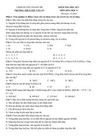 Đề kiểm tra học k&igrave; I m&ocirc;n H&oacute;a Học lớp 8 Trường THCS Chu Văn An huyện Thanh Tr&igrave;, H&agrave; Nội
