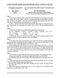 Đề thi chọn HSG v&agrave; đ&aacute;p &aacute;n m&ocirc;n H&oacute;a Học lớp 10 tỉnh Vĩnh Ph&uacute;c năm 2013