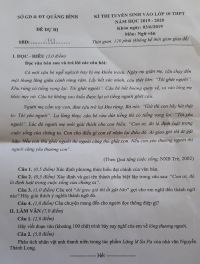 Đề thi tuyển sinh v&agrave;o lớp 10 THPT m&ocirc;n Ngữ Văn tỉnh Quảng B&igrave;nh năm 2019 - đề dự bị