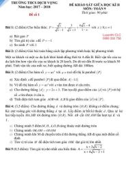 Đề khảo s&aacute;t giữa học k&igrave; II m&ocirc;n To&aacute;n lớp 9 Trường THCS Dịch Vọng, H&agrave; Nội năm 2017