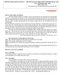 Đề thi giao lưu kiến thức thi THPT Quốc Gia lần 2 m&ocirc;n Ngữ Văn Trường THPT Quảng Xương 1, tỉnh Thanh H&oacute;a năm 2021