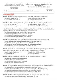 Đề thi thử THPT Quốc Gia và đáp án môn Lịch Sử Trường THPT Nguyễn Trung Thiên, tỉnh Hà Tĩnh năm 2021