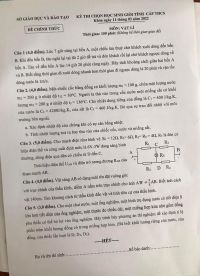 Đề thi chọn HSG môn Vật Lí cấp THCS năm 2022