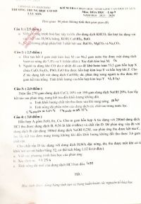 Đề kiểm tra chọn HSG môn Hóa Học lớp 9 Trường THCS Tây Sơn năm 2023