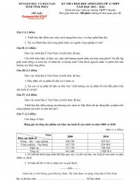 Đề thi chọn HSG lớp 11 THPT m&ocirc;n Địa L&yacute; tỉnh Vĩnh Ph&uacute;c năm 2013