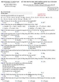 Đề thi THPT Quốc Gia  v&agrave; đ&aacute;p &aacute;n m&ocirc;n H&oacute;a Học năm 2015