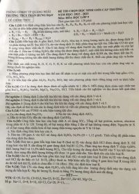 Đề thi chọn HSG môn Hóa Học lớp 9 Trường THCS Trần Hưng Đạo, Thành phố Quảng Ngãi năm 2022