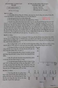Đề thi tuyển sinh vào lớp 10 THPT môn Vật Lí tại Hà Nội năm 2021