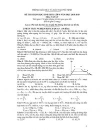 Đề thi chọn HSG lớp 9 và đáp án môn Vật lý huyện Phù Ninh năm 2018