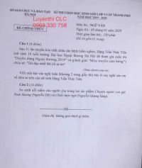 Đề thi HSG môn NGỮ VĂN thành phố Hà Nội năm 2020
