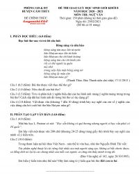 Đề thi giao lưu HSG khối 8 m&ocirc;n Ngữ Văn huyện Cẩm Thủy, tỉnh Thanh H&oacute;a năm 2020