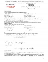 Đề thi chọn HSG môn Hóa Học lớp 11 THPT tỉnh Quảng Bình năm 2018