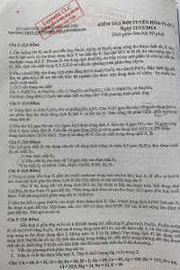Đề thi HSG m&ocirc;n Ho&aacute;- trường THCS Amterdam, năm 2014