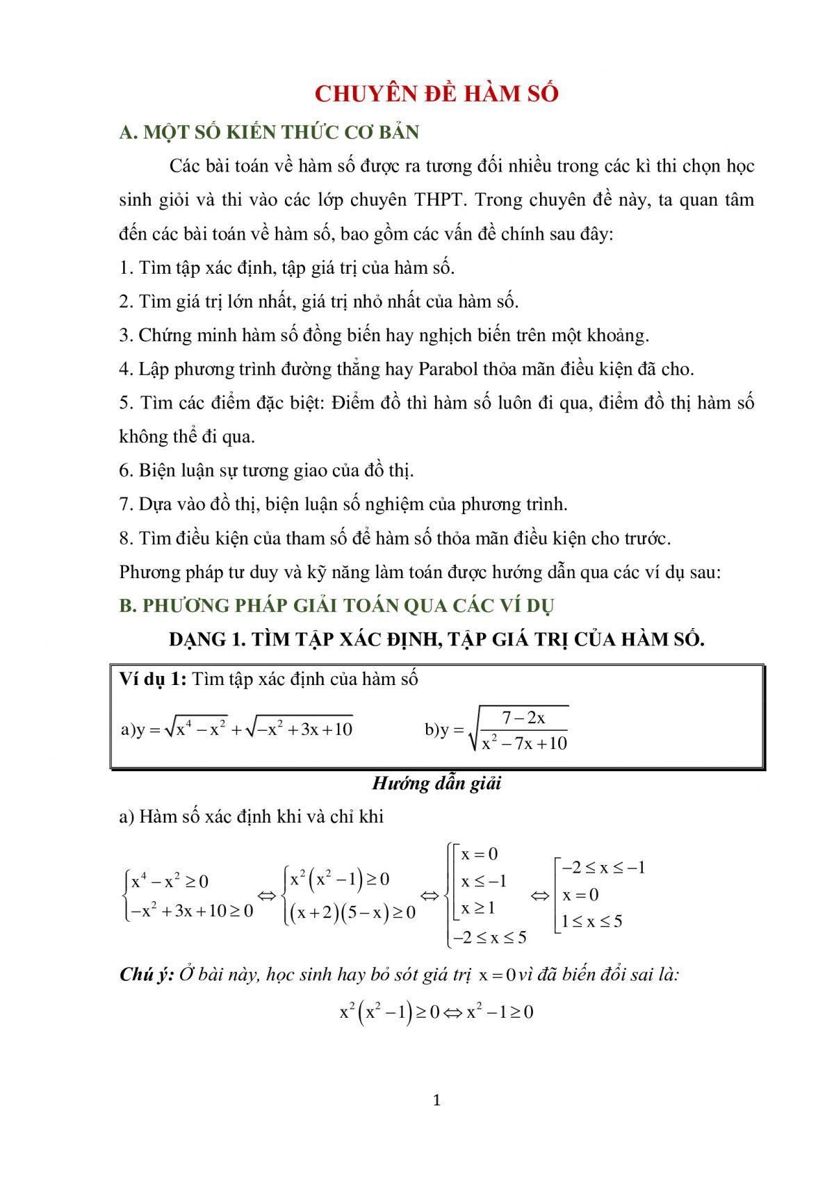 CHUY&Ecirc;N ĐỀ H&Agrave;M SỐ