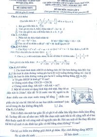 Đề thi học sinh giỏi m&ocirc;n To&aacute;n 8 huyện Ứng H&ograve;a H&agrave; Nội 2023 - 2024