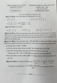 Đề kiểm tra học kì I môn Toán lớp 7 Trường THCS Giảng Võ, quận Ba Đình, Hà Nội năm 2019
