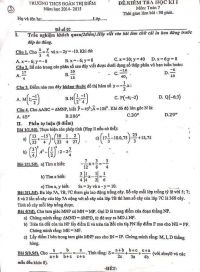 Đề kiểm tra học kì I môn Toán lớp 7 Trường THCS Đoàn Thị Điểm năm 2014