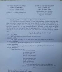 Đề thi tuyển sinh vào lớp 10 môn Ngữ Văn tỉnh Tiền Giang năm 2018