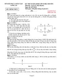 Đề thi tuyển sinh v&agrave;o lớp 10 THPT CHUY&Ecirc;N v&agrave; đ&aacute;p &aacute;n m&ocirc;n Vật l&yacute; tỉnh LONG An năm 2012