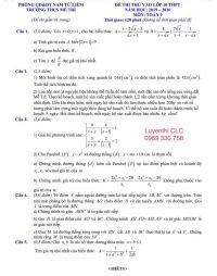 Đề thi thử vào lớp 10 THPT và đáp án môn Toán 9 trường THCS Mễ Trì năm 2019