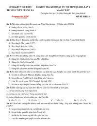 Đề kiểm tra khảo sát ôn thi THPT môn Lịch Sử lần 1 Trường THPT Quang Hà, tỉnh Vĩnh  Phúc năm 2020