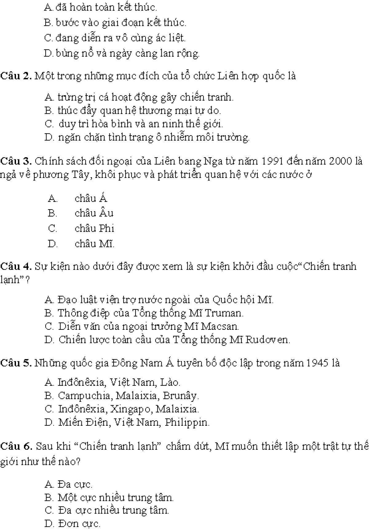 Đề minh họa đề thi THPT Quốc Gia môn Lịch Sử năm 2017