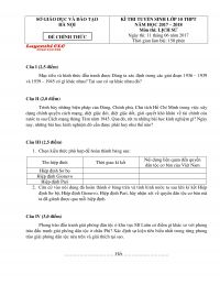 Đề thi tuyển sinh v&agrave;o lớp 10 THPT m&ocirc;n Lịch Sử tại H&agrave; Nội năm 2017