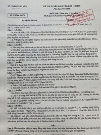 Đề thi tuyển sinh vào lớp 10 THPT CHUYÊN và đáp án môn Hóa Học tỉnh Phú Yên năm 2010