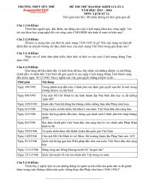 Đề thi THPT Quốc Gia m&ocirc;n Lịch Sử Trường THPT Y&ecirc;n Thế tỉnh Bắc Giang năm 2016