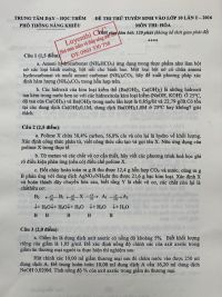 Đề thi thử tuyển sinh v&agrave;o lớp 10 v&agrave; đ&aacute;p &aacute;n m&ocirc;n H&oacute;a Học - lần 1 năm 2016