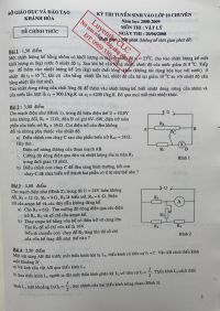 Đề thi tuyển sinh vào lớp 10 THPT CHUYÊN và đáp án môn Vật Lý tỉnh Khánh Hòa năm 2008