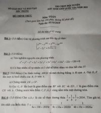 Đề thi chọn HSG Quốc Gia môn Toán tỉnh Sóc Trăng năm 2020