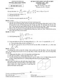 Đề thi thử vào lớp 10 THPT và đáp án môn Toán Trường THCS Thái Thịnh, quận Đống Đa, Hà Nội năm 2021