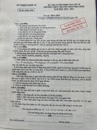 Đề thi tuyển sinh vào lớp 10 THPT CHUYÊN và đáp án môn Hóa Học Trường THPT CHUYÊN Phan Bội Châu tỉnh Nghệ An năm 2012