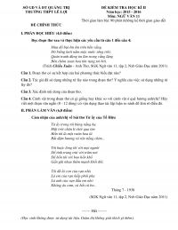 Đề kiểm tra học k&igrave; II m&ocirc;n Ngữ Văn lớp 11 Trường THPT L&ecirc; Lợi tỉnh Quảng Trị năm 2015