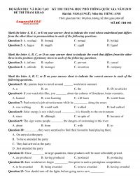 Đề thi tham khảo k&igrave; thi tốt nghiệp THPT Quốc Gia m&ocirc;n Tiếng Anh năm 2019