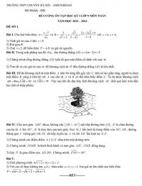 Đề cương ôn tập học kì I môn Toán lớp 9 Trường THPT Chuyên Hà Nội - Amsterdam năm 2023