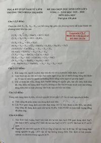 Đề thi chọn HSG  lớp 9 vòng  2 môn Hóa Học Trường THCS Đoàn Thị Điểm, quận Nam Từ Liêm, Hà Nội năm 2019