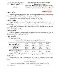 Đề thi chọn HSG lớp 11 m&ocirc;n Địa L&iacute; tỉnh Vĩnh Ph&uacute;c năm 2013