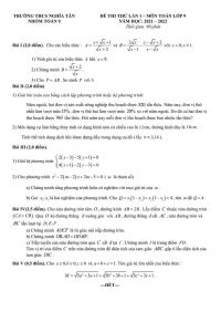 Đề thi thử lần môn Toán lớp 9 Trường THCHS Nghĩa Tân, quận Cầu Giấy, Hà Nội năm 2022