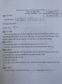 Đề thi tuyển sinh vào lớp 10 môn Toán tại Hà Nội năm 2006