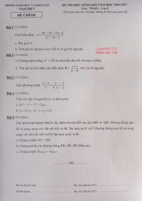 Đề thi chọn HSG m&ocirc;n To&aacute;n lớp 8 huyện Giao Thủy tỉnh Nam Định năm 2016